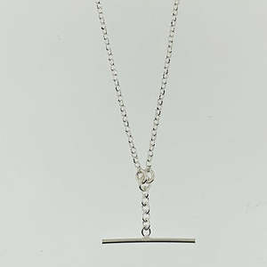 Sterling Silver Chain with Fixed Fob/T-bar