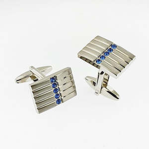 Cufflinks Tie Clips: Stainless Steel Crystal Cufflinks