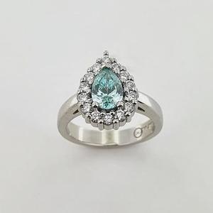 Engagement Rings: Blue Treated & White Diamond Platinum Ring