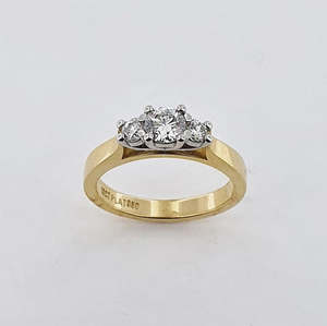 Diamond 18ct Gold & Platinum Three Stone Ring