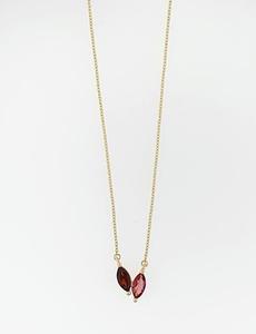 Pendants: Garnet & Pink Tourmaline 9ct Yellow Gold Pendant on Chain