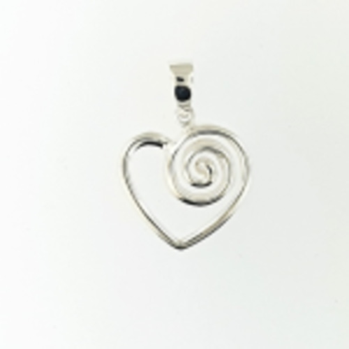 Sterling Silver Heart with Koru Pendant