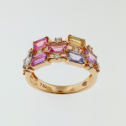 Rings: Multi-Coloured Sapphire 18ct Rose Gold Ring