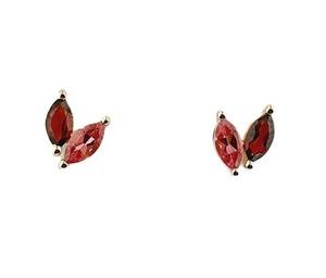 Earrings: Garnet & Pink Tourmaline 9ct Yellow Gold Stud Earrings