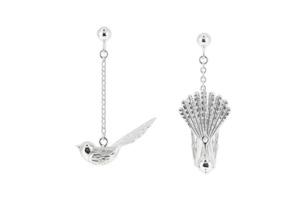 Sterling Silver Fantail Chain Stud Earrings