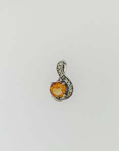Citrine & Cubic Zirconia Sterling Silver Pendant