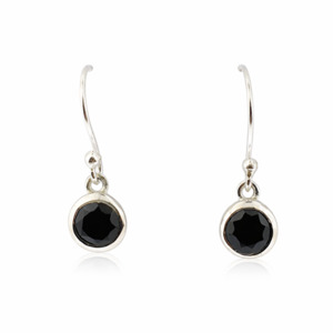 Earrings: Black Tourmaline Round Sterling Silver Earrings