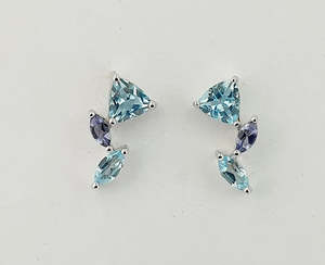 Earrings: Blue Topaz & Iolite Sterling Silver Stud Earrings