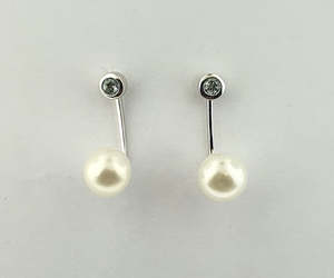 Pearl & Blue Topaz Sterling Silver Earrings