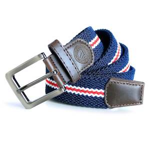 Belts: Navy, Red and White Striped Woven Belt