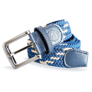 Belts: Navy with Khaki Cross Woven Belt