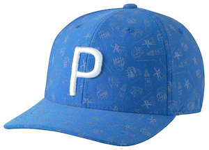 Hats: Puma Mini Golf Blue P Cap