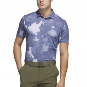 Mens Apparel: Adidas Flower Mesh Polo Blue/White