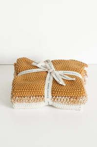 All: Bianca Lorenne washcloths - Set of 3 Ochre