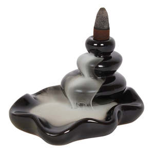 Gifts: Large Pebbles Backflow Incense Burner / Black