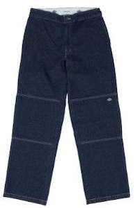 Mens Pants: Dickies Loose Fit Double Knee Denim Jeans / Rinsed Indigo