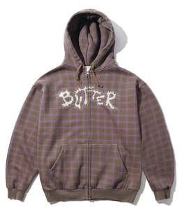 Hoodies Crew Sweatshirts: Butter Goods Eruption Zip Thru Hoodie / Plaid