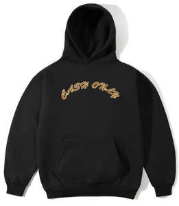 Hoodies Crew Sweatshirts: Cash Only Felt Applique Pullover Hoodie / Black