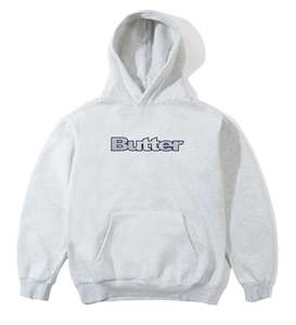 Butter Goods Stripe Logo Applique Pullovee Hoodie / Ash