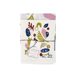 Tea Towels Linen Mix: Spring SET (50% Linen Tea towel + SPRUCE Dishcloth) by Belle Hawk