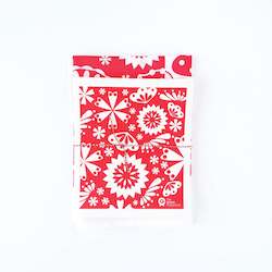 Tea Towels Linen Mix: Red Flower SET (50% Linen Teatowel + SPRUCE Dishcloth)