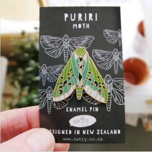 Pins Brooches: Puriri Moth Enamel Pin