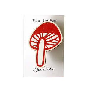 Mushroom Brooch - Red
