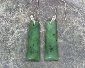 Earrings: NZ Greenstone Small Toki Earrings (BN097) Hapopo Pounamu