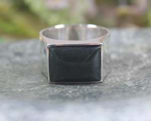 NZ Greenstone Faceted Sterling Silver Ring S12 (AZ208) Kawakawa Pounamu