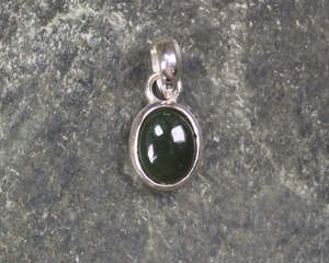 NZ Greenstone XSmall Sterling Silver Pendant (BM333) Kawakawa Pounamu