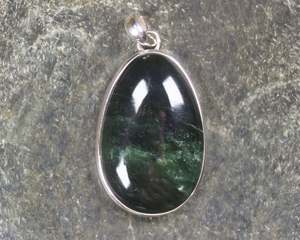 NZ Greenstone Medium Sterling Silver Pendant (BM498) Kawakawa Pounamu