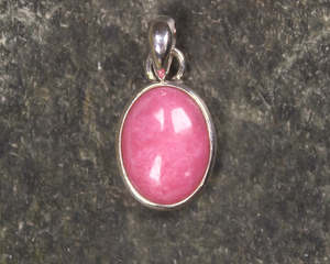 Gemstone Necklace: Rhodonite Sterling Silver Small Pendant (BM356)