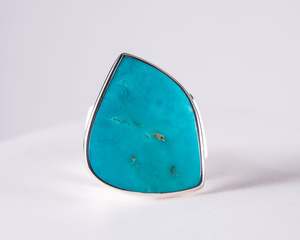 Kingman Mine Turquoise XLarge Sterling Silver Ring S8 (S588)