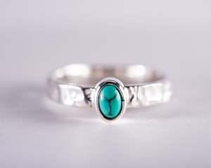 Gemstone Jewellery: Kingman Mine Turquoise Sterling Silver Ring S7 (BM609)