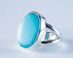 Kingman Mine Turquoise Sterling Silver Ring S8 (S593)