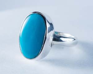 Kingman Mine Turquoise Sterling Silver Ring S8 (S604)