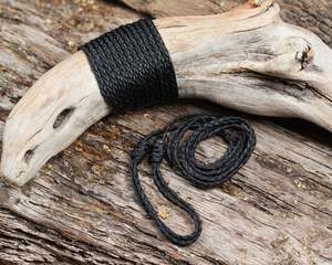 Greenstone Corded Bracelets: Three Plait Cord - Black