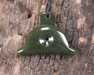 NZ Greenstone Shepard Dog Whistle Pendant (BK109) Rimu Pounamu