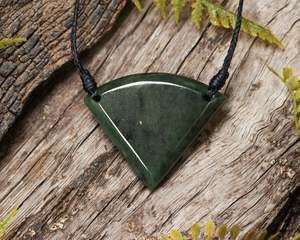 Other: NZ Greenstone Small Freeform Shield or Breastplate Pendant (BN735) Rimu Pounamu