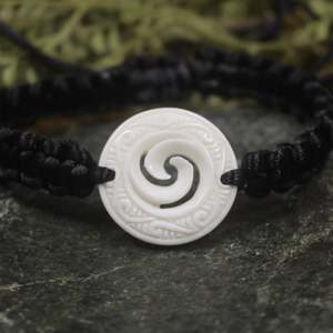 Bone Adjustable Cord Koru Bracelet (BN514)