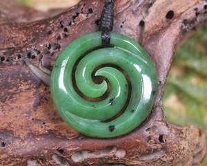 NZ Greenstone Small Koru Pendant (BH835) Hapopo Pounamu