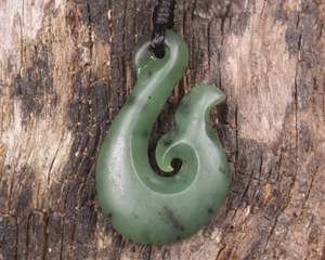 NZ Greenstone Small Whale Tail Pendant (BK529) Hapopo Pounamu
