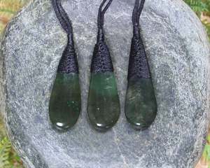 NZ Greenstone XSmall Roimata Pendant (AQ673) Rimu Pounamu