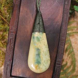 NZ Greenstone Large Roimata Pendant (BN553) Flower Jade Pounamu