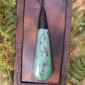 NZ Greenstone XXLarge Roimata Pendant (BM027) Inanga Pounamu