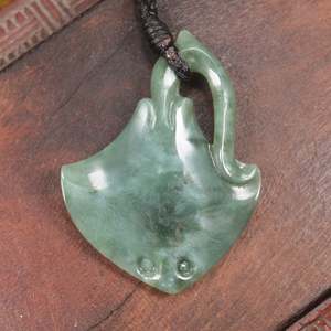 Other Jewellery Designs: NZ Greenstone Small Inanga Stingray or Whai Pendant (BP234) Inanga Pounamu