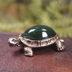 NZ Greenstone and Bronze Turtle Sculpture (BP289) Kawakawa Pounamu