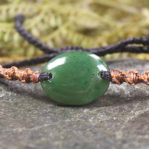 NZ Greenstone Adjustable Cord Bracelet (BN383) Hapopo Pounamu