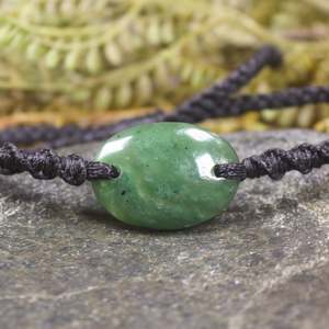 NZ Greenstone Adjustable Cord Bracelet (BN382) Hapopo Pounamu