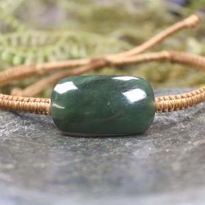 NZ Greenstone Adjustable Cord Bracelet (BN378) Kawakawa Pounamu